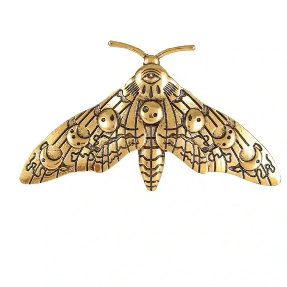 Gothic Brass Moth Hair Pin - Picture 1 of 9